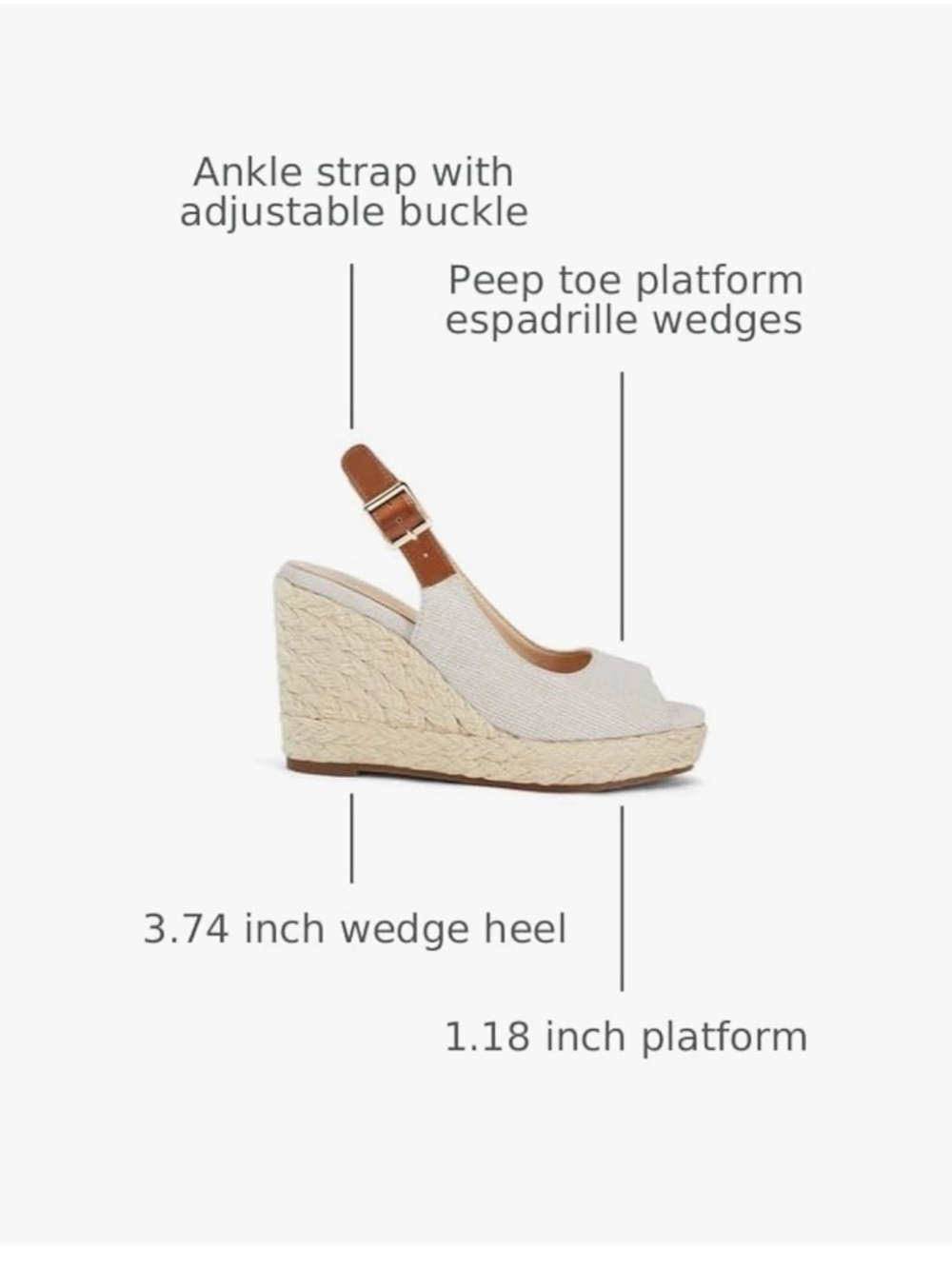 Women’s Ivory Espadrille Wedge Slingback Peep-Toe Sandal - Picture 5 of 15